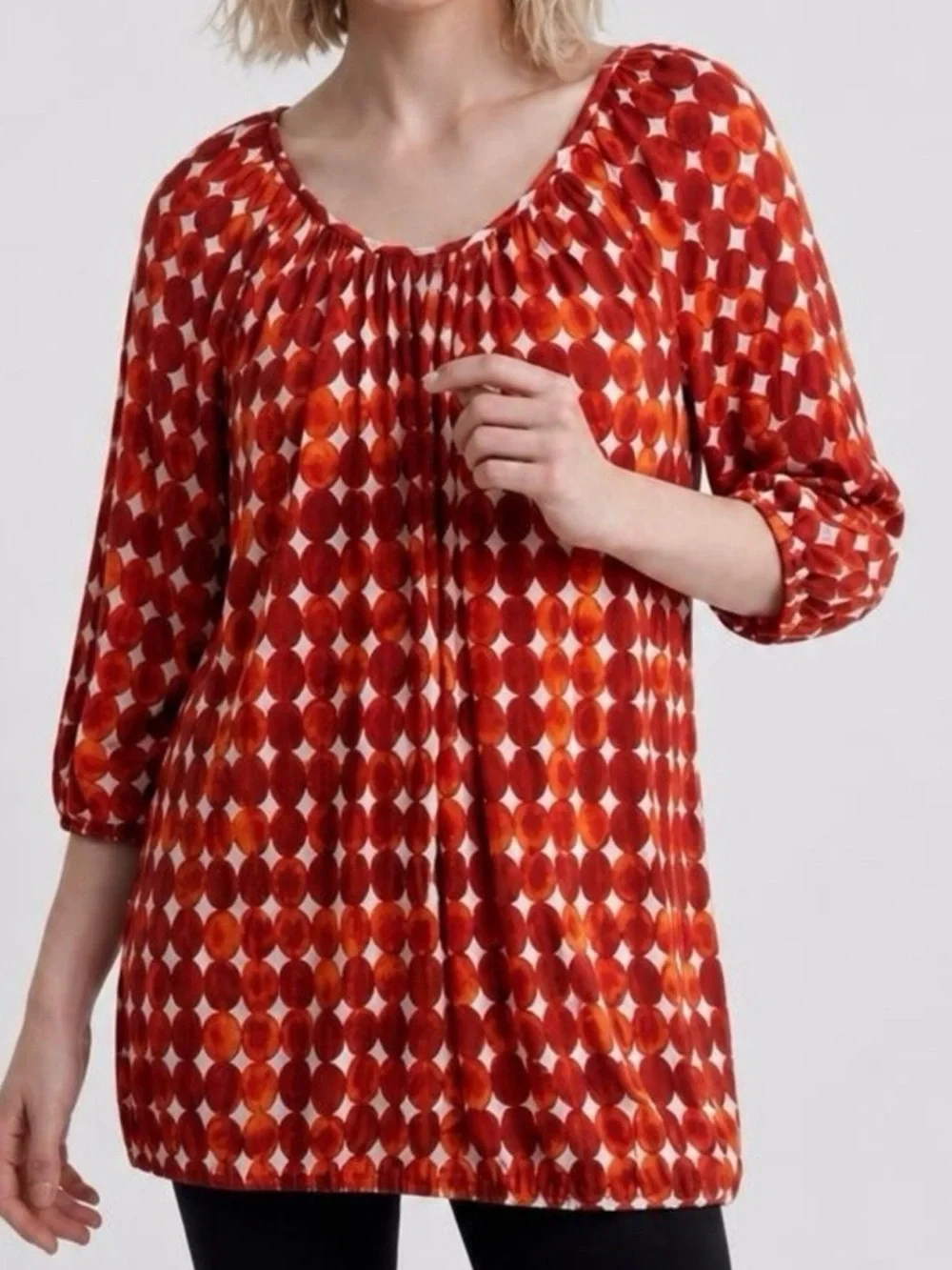 Michael Kors Mandarin Orange Geometric Dot Blouse Womens 2X Top New